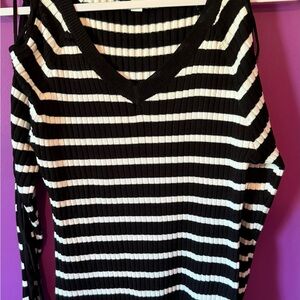 Cato Black and White Striped Blouse